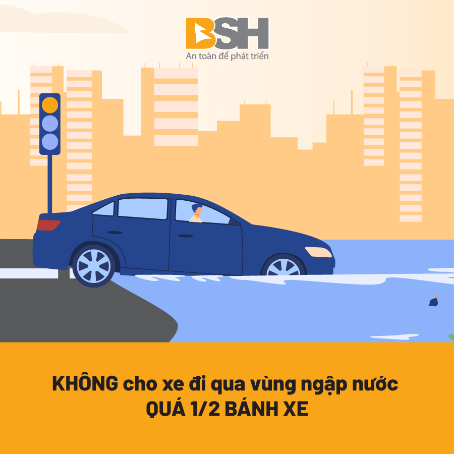không cho ô tô đi qua vùng ngập nước
