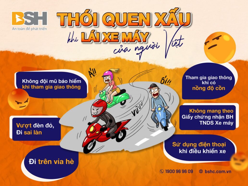 1 SỐ THÓI QUEN XẤU KHI LÁI MÔ TÔ, XE MÁY CỦA NGƯỜI VIỆT